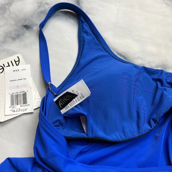 Athena Swim Ruffle Waist Tankini Size 6 Small Samba Solids Royal Blue Modest - Picture 6 of 7